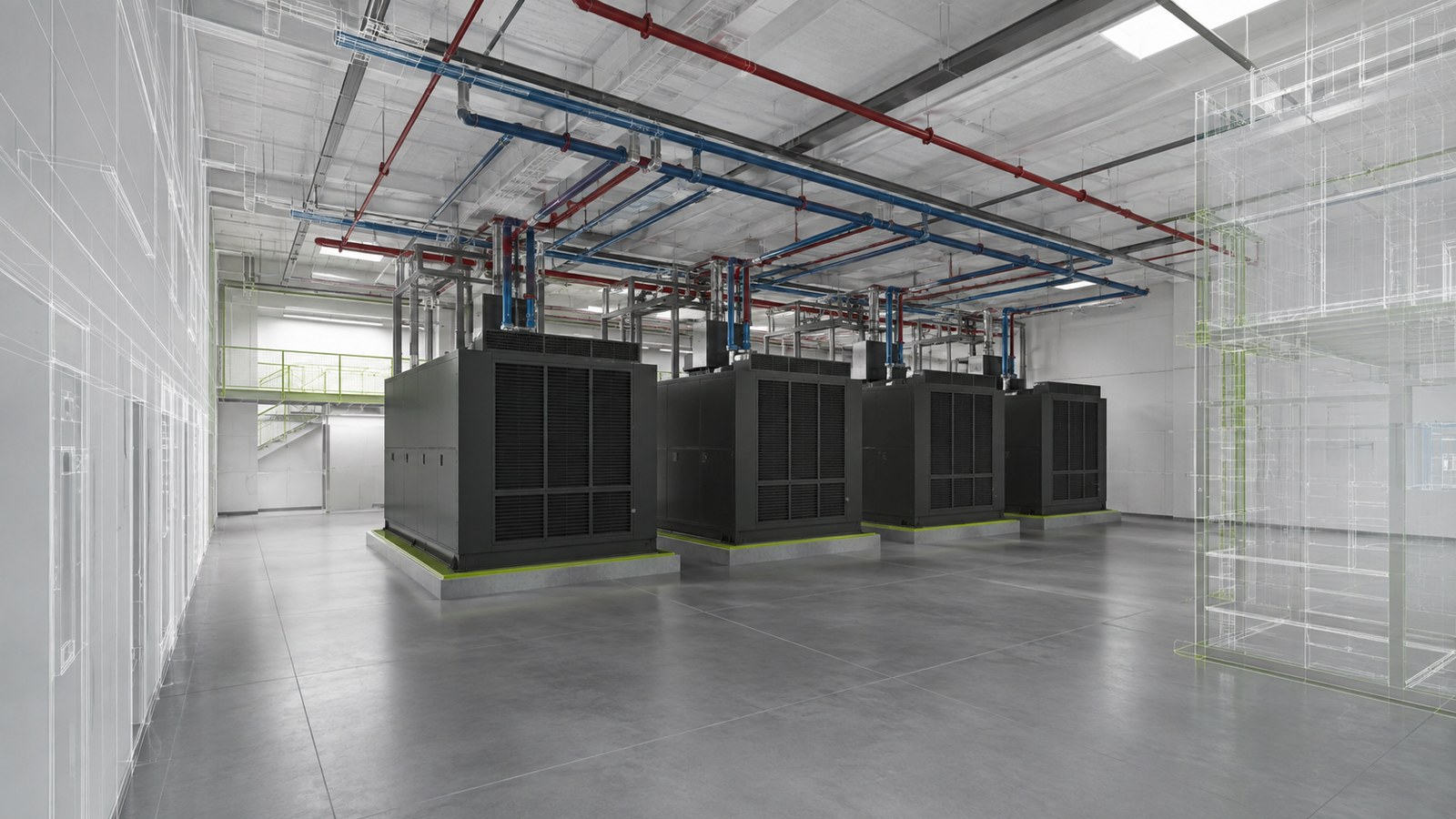 Digital twin hall render of the first space